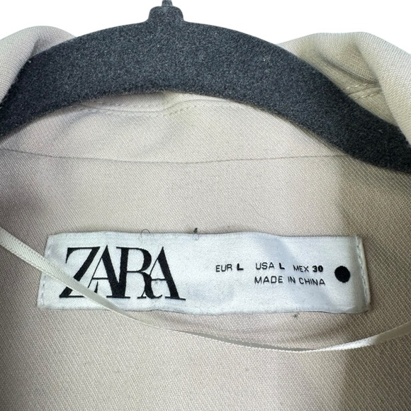 ZARA BEIGE STONE STRAIGHT TAILORED BLAZER WITH POCKETS BLOGGER FAVORITE LARGE L - Picture 6 of 15